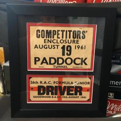 Paddock Pass framed presentation